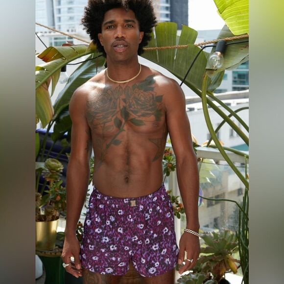 ✨Savage X Fenty Purple Satin Sz Medium Boxers In Plum Potion Runnin’ Wild Print✨ - Picture 8 of 9